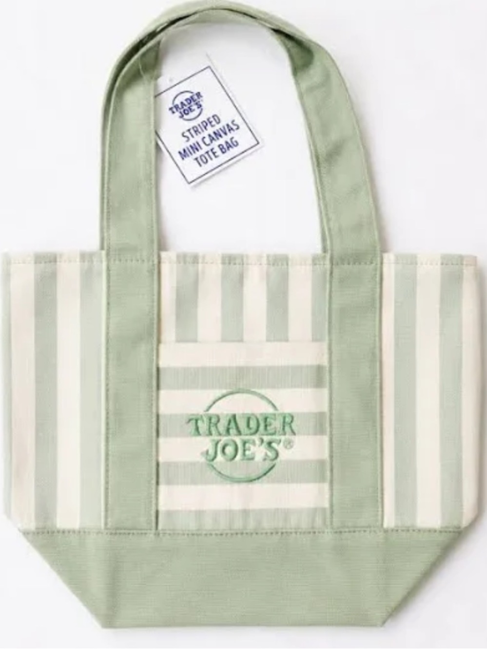 TRADER JOE’s MINI TOTE STRIPE GREEN